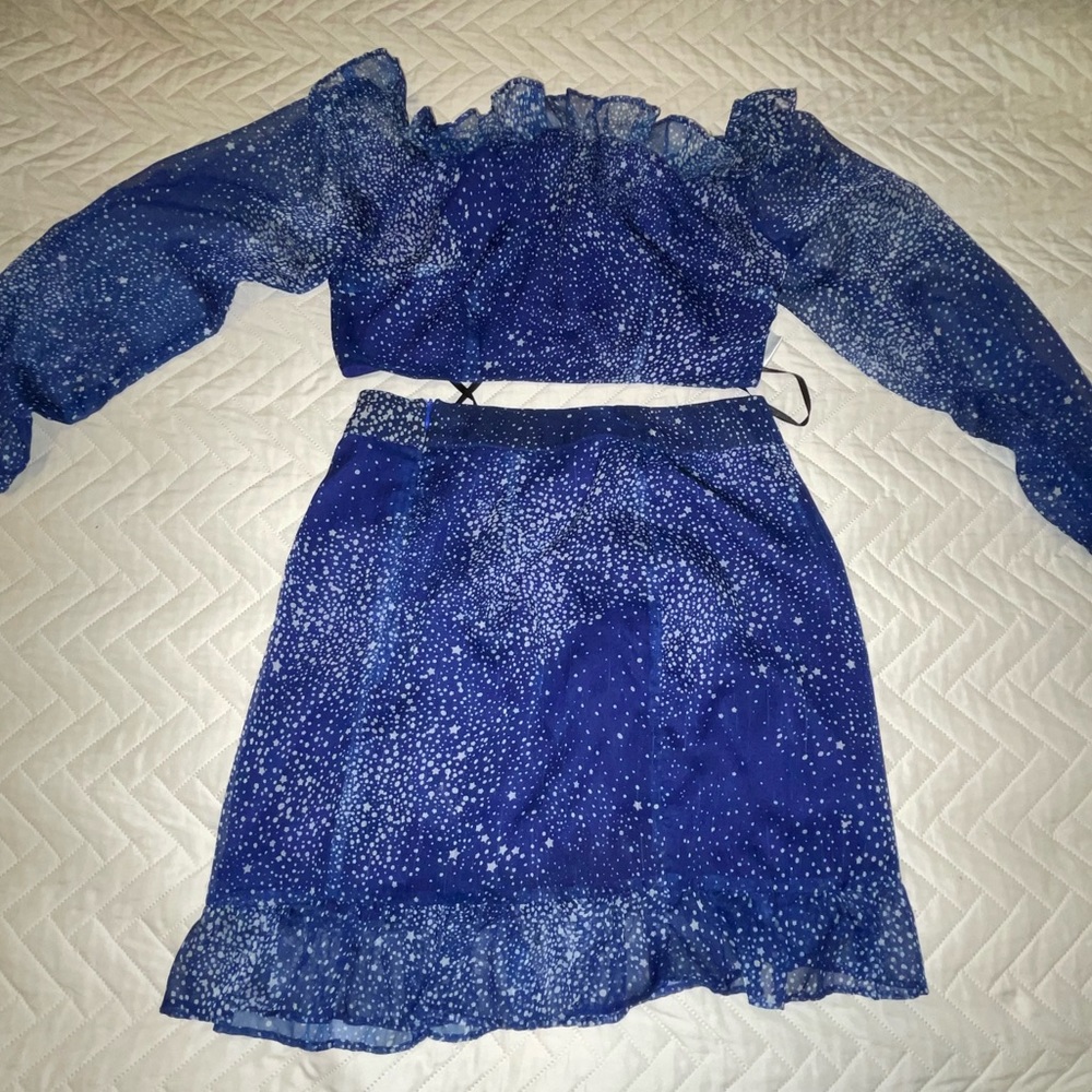 Kawaii Blue Star skirt set
